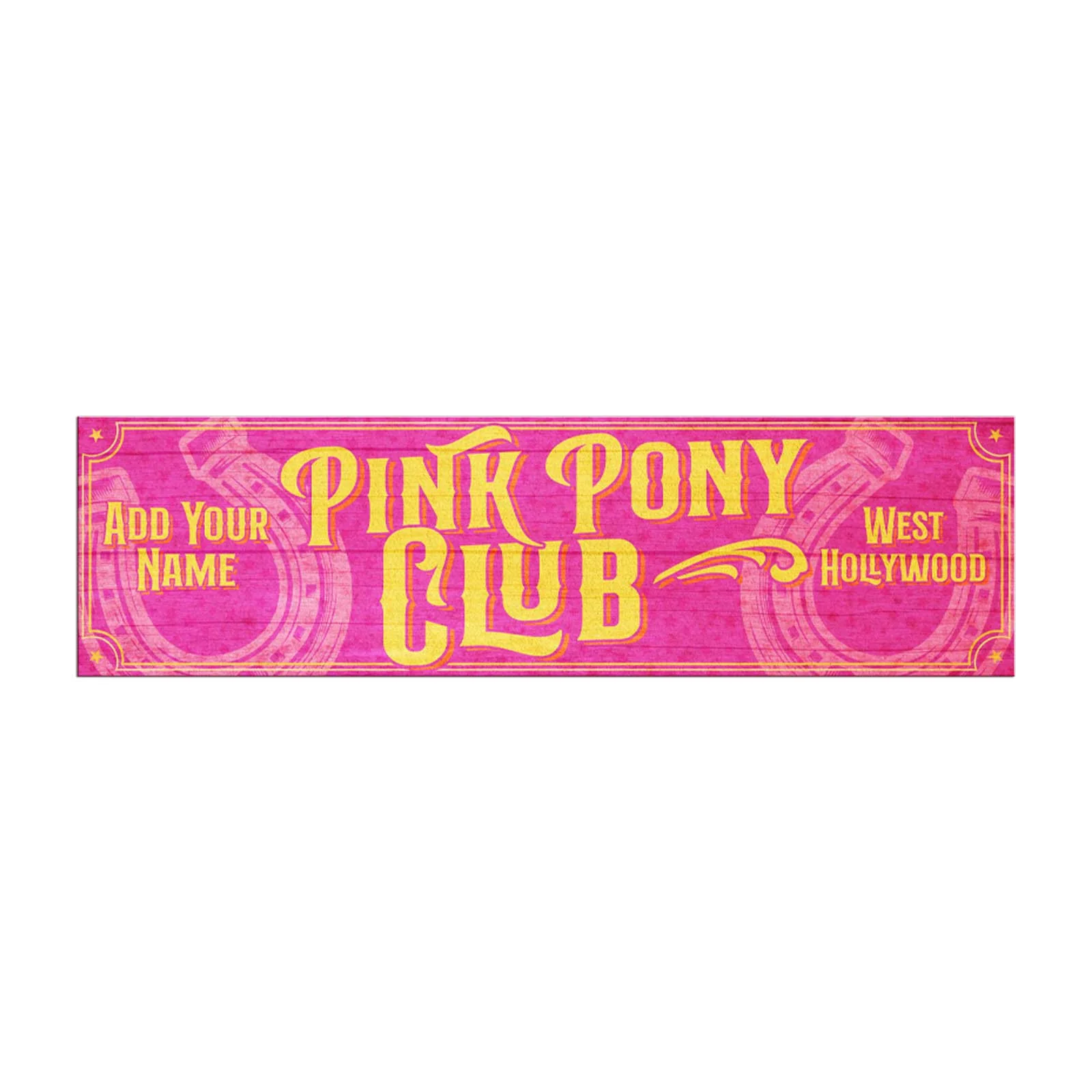 Customizable 10 x 36 Horizontal Wooden Sign - Pink Pony Sign
