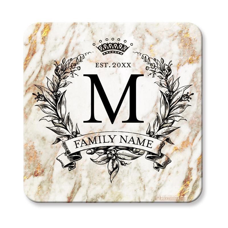 CUSTOMIZABLE Marble Monogram - Cork Bottom Coaster