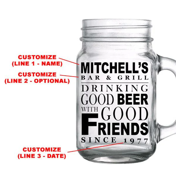 CUSTOMIZABLE Mason Jar with Handle - Good Beer, Good Friends - 16oz - Image 2