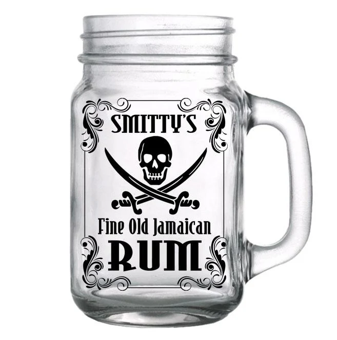 CUSTOMIZABLE Mason Jar with Handle - Rum - 16oz