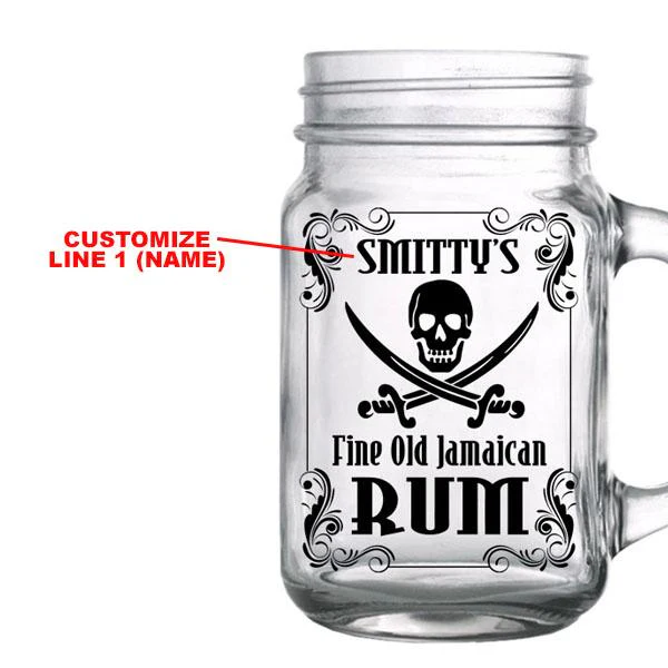 CUSTOMIZABLE Mason Jar with Handle - Rum - 16oz - Image 2