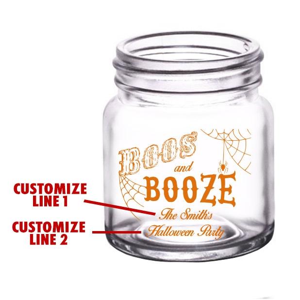 CUSTOMIZABLE Clear Mini Mason Jar Shot Glass - Boos & Booze - 2oz - Image 2