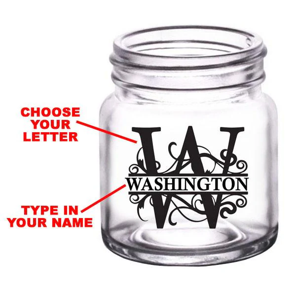 CUSTOMIZABLE Clear Mini Mason Jar Shot Glass - Monogram - 2oz - Image 2