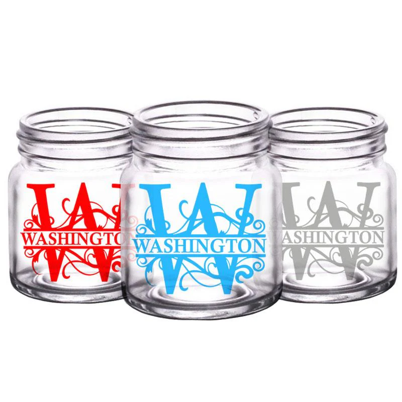 CUSTOMIZABLE Clear Mini Mason Jar Shot Glass - Monogram - 2oz - Image 3