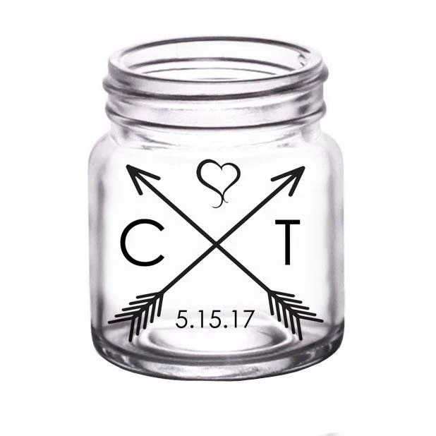 CUSTOMIZABLE Clear Mini Mason Jar Shot Glass - Arrow - 2oz