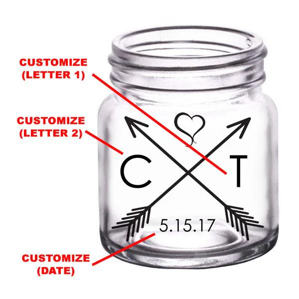 CUSTOMIZABLE Clear Mini Mason Jar Shot Glass - Arrow - 2oz - Image 2
