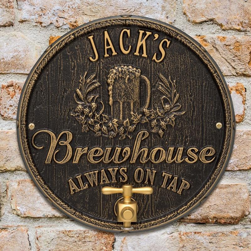 CUSTOMIZABLE Oak Barrel Beer Pub Design - Cast Aluminum Plaque (and Bottle Opener) - Image 3