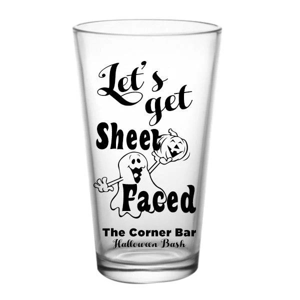 CUSTOMIZABLE Beer Glass - Sheet Faced Halloween Design - 16oz