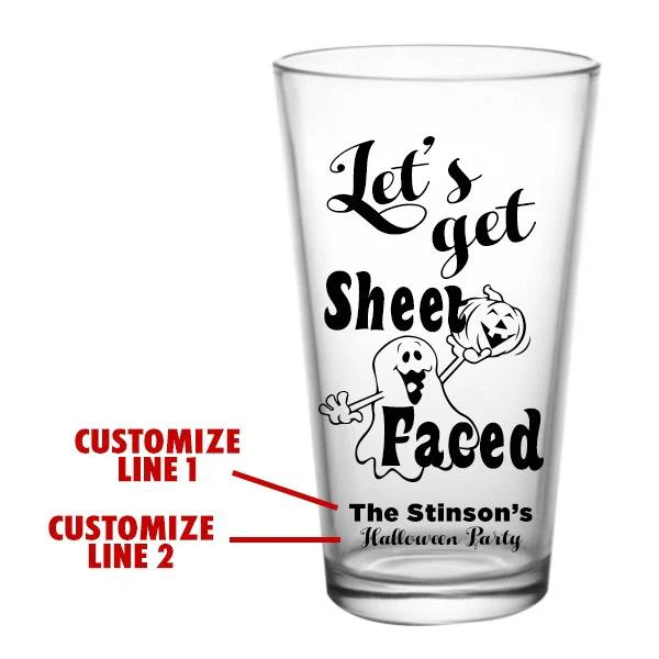 CUSTOMIZABLE Beer Glass - Sheet Faced Halloween Design - 16oz - Image 2