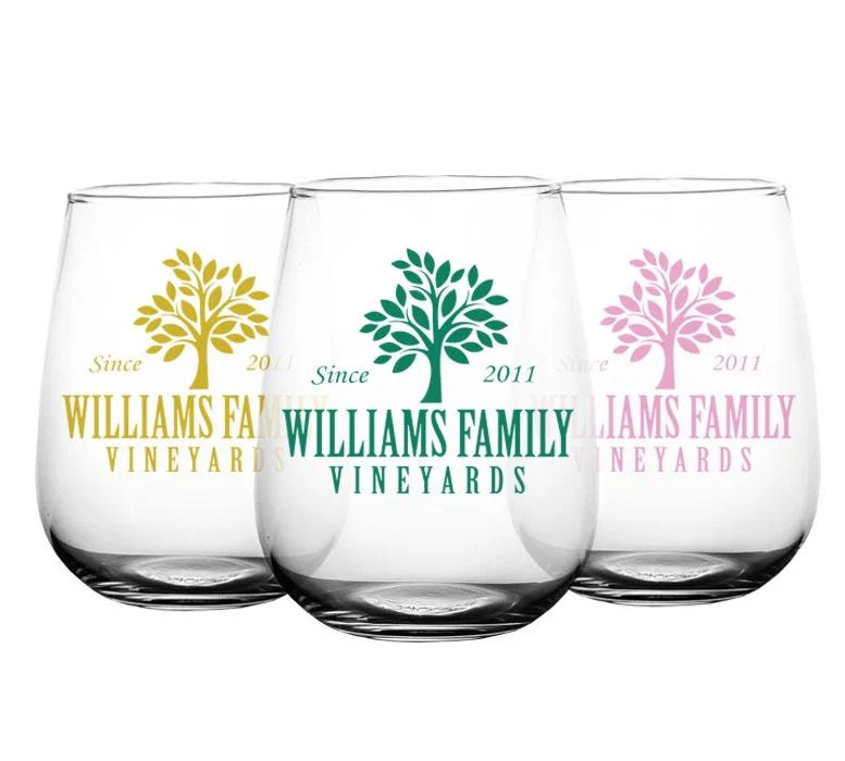 CUSTOMIZABLE Stemless Wine Glass - Family Tree - 17 ounce