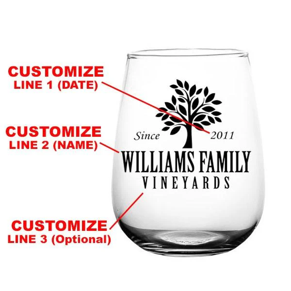 CUSTOMIZABLE Stemless Wine Glass - Family Tree - 17 ounce - Image 2