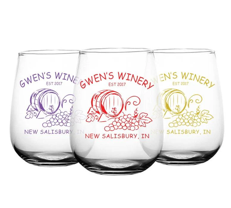CUSTOMIZABLE Stemless Wine Glass - Wine Barrel - 17 ounce