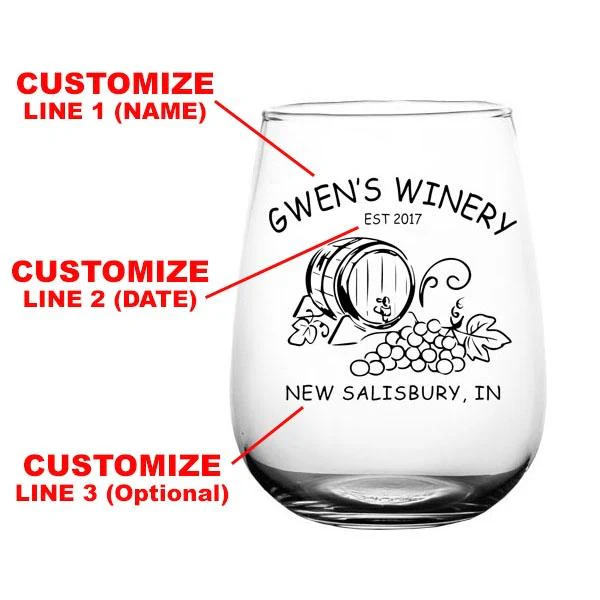 CUSTOMIZABLE Stemless Wine Glass - Wine Barrel - 17 ounce - Image 2