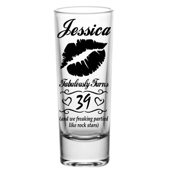 CUSTOMIZABLE Tall Clear Shot Glass - Lips - 2oz