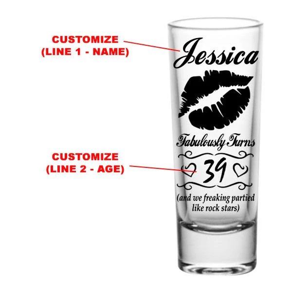 CUSTOMIZABLE Tall Clear Shot Glass - Lips - 2oz - Image 2