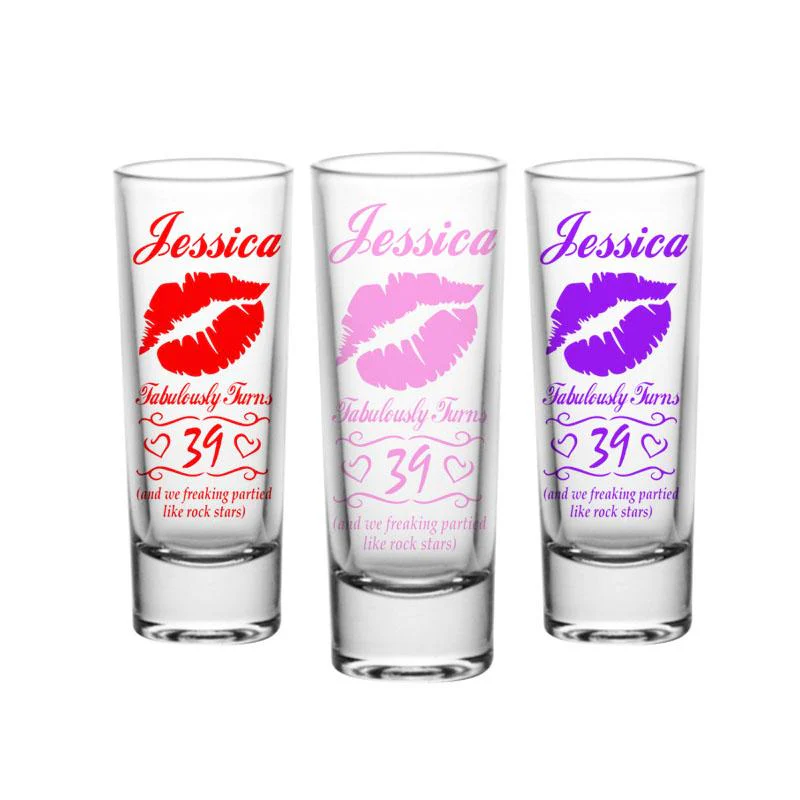 CUSTOMIZABLE Tall Clear Shot Glass - Lips - 2oz - Image 3