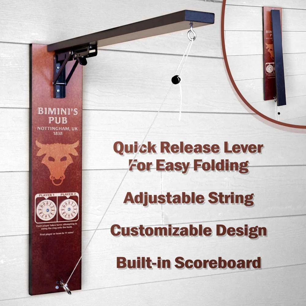 CUSTOMIZABLE Wall Mounted Folding Ring Toss - Bull - Multiple Colors Available! - Image 2