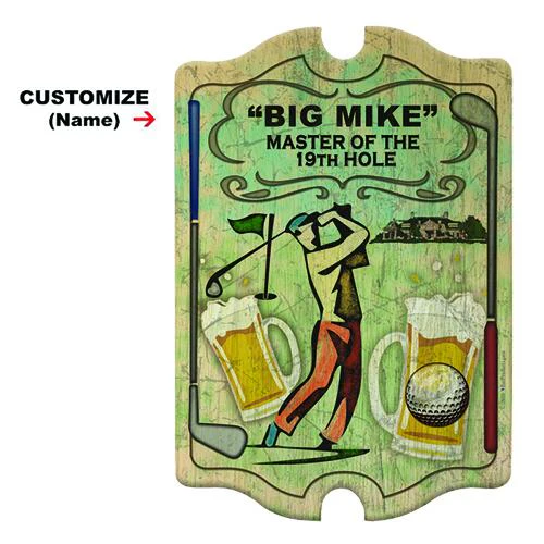 Customizable Wood Bar Sign - Tavern Shaped - Golf Theme - Image 2