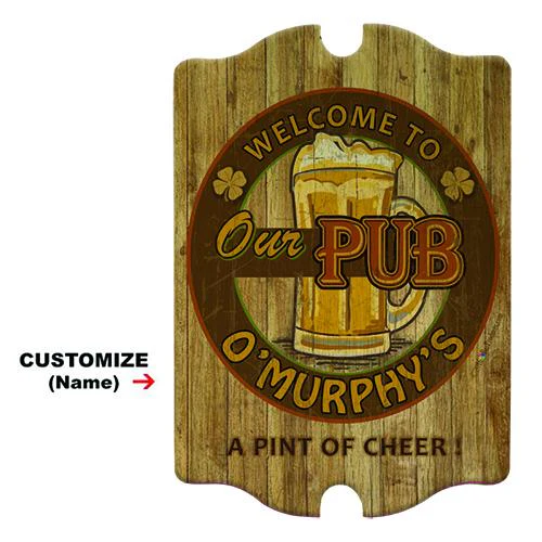 Customizable Wood Bar Sign - Tavern Shaped - Our Pub - Image 2