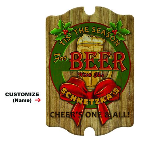 Customizable Wood Bar Sign - Tavern Shaped - 'Tis The Season - Image 2