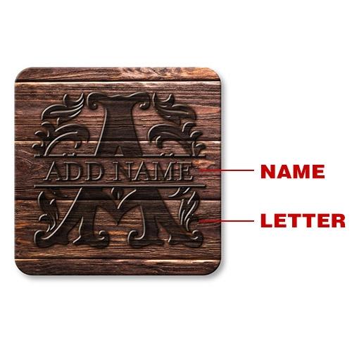CUSTOMIZABLE Wood Monogram Letter - Cork Bottom Coaster - Image 3