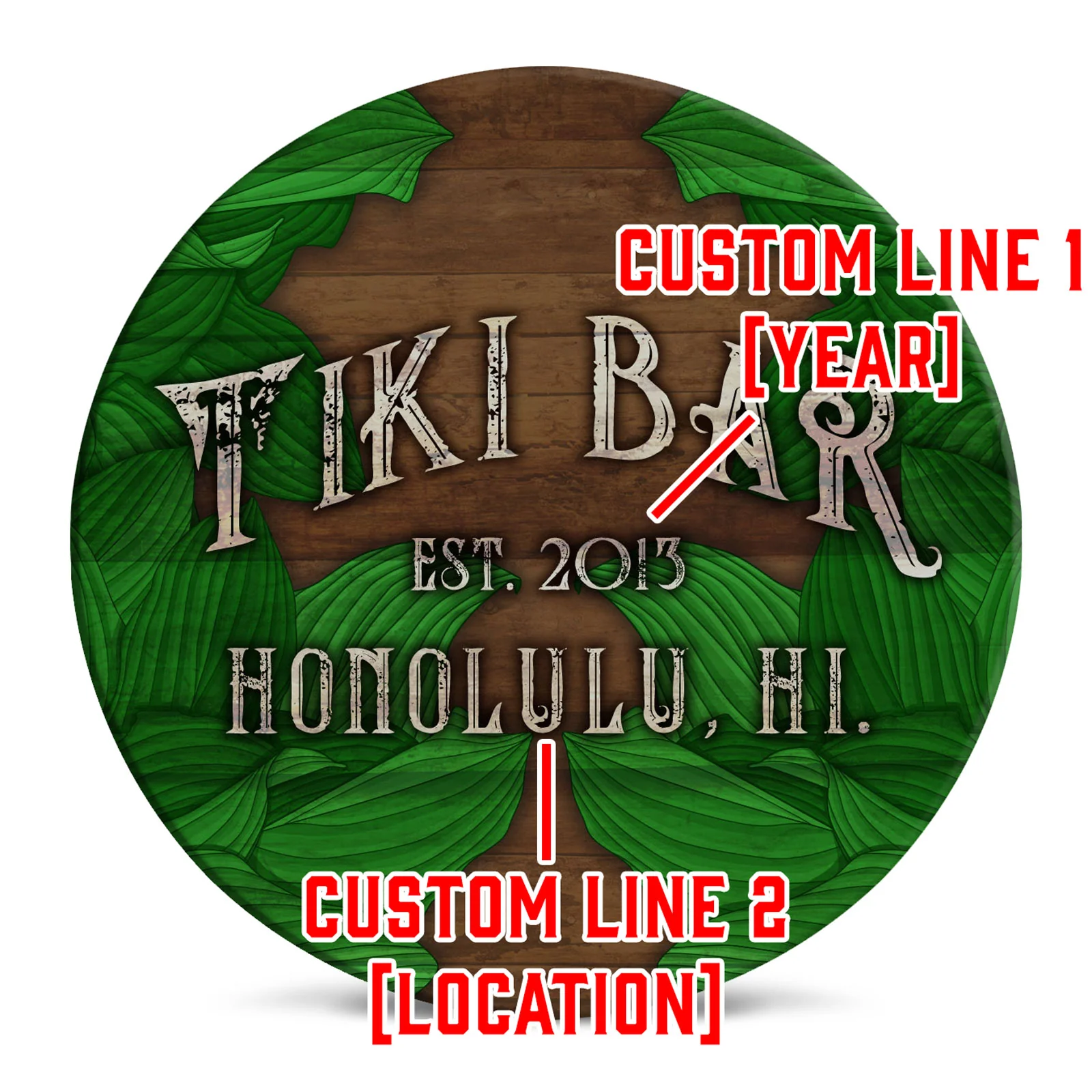 Customizable Wooden Coasters - Tiki Leaves - Round - Set of 4 - Image 3