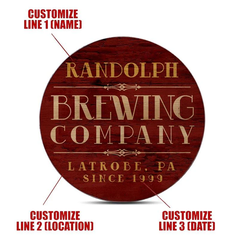 Customizable Wooden Coasters - Brewing Company - Round - Set of 4 - Image 3