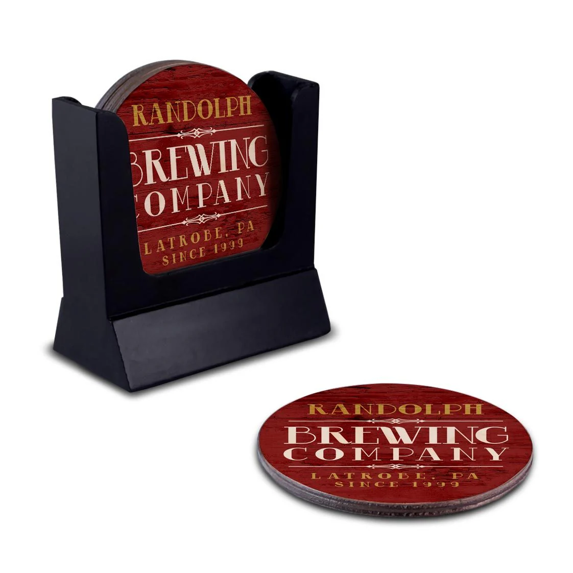 Customizable Wooden Coasters - Brewing Company - Round - Set of 4 - Image 4