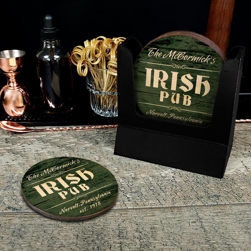 Customizable Wooden Coasters - Irish Theme - Round - Set of 4 - Image 2