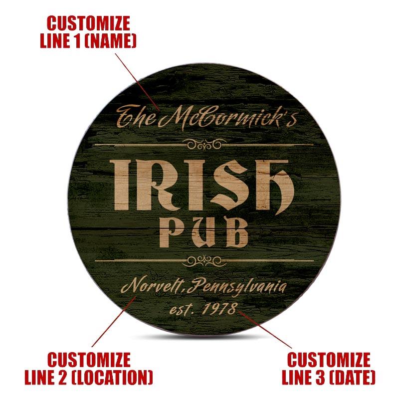 Customizable Wooden Coasters - Irish Theme - Round - Set of 4 - Image 3
