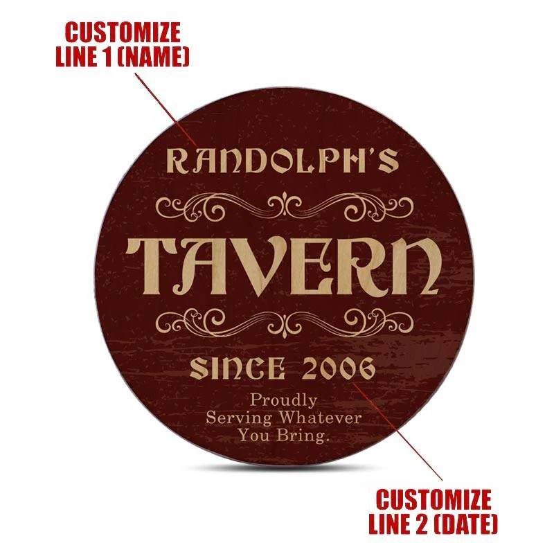 Customizable Wooden Coasters - Tavern Theme - Round - Set of 4 - Image 3