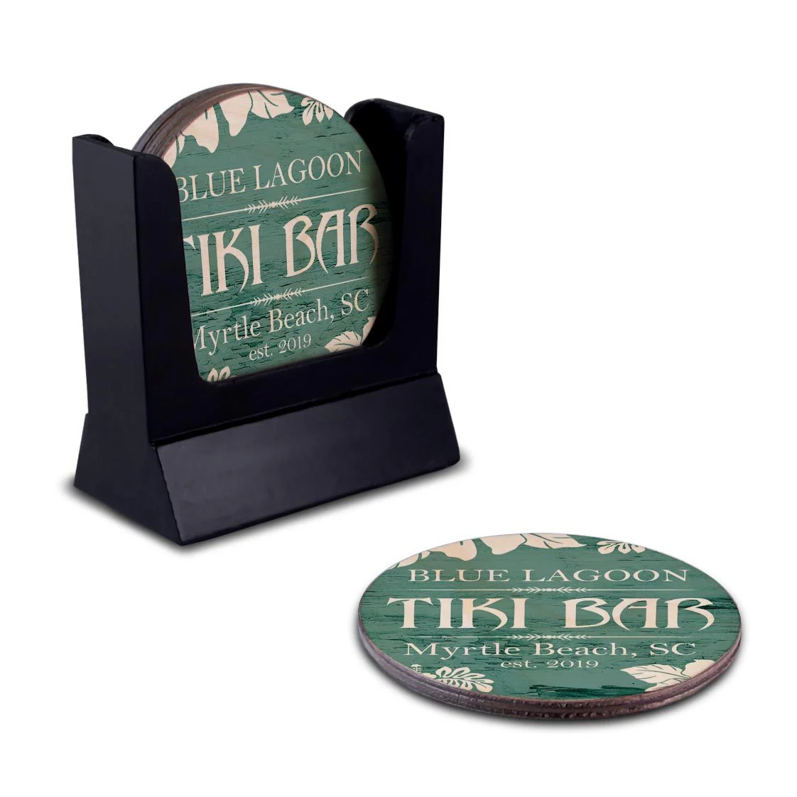 Customizable Wooden Coasters - Tiki Theme - Round - Set of 4 - Image 4