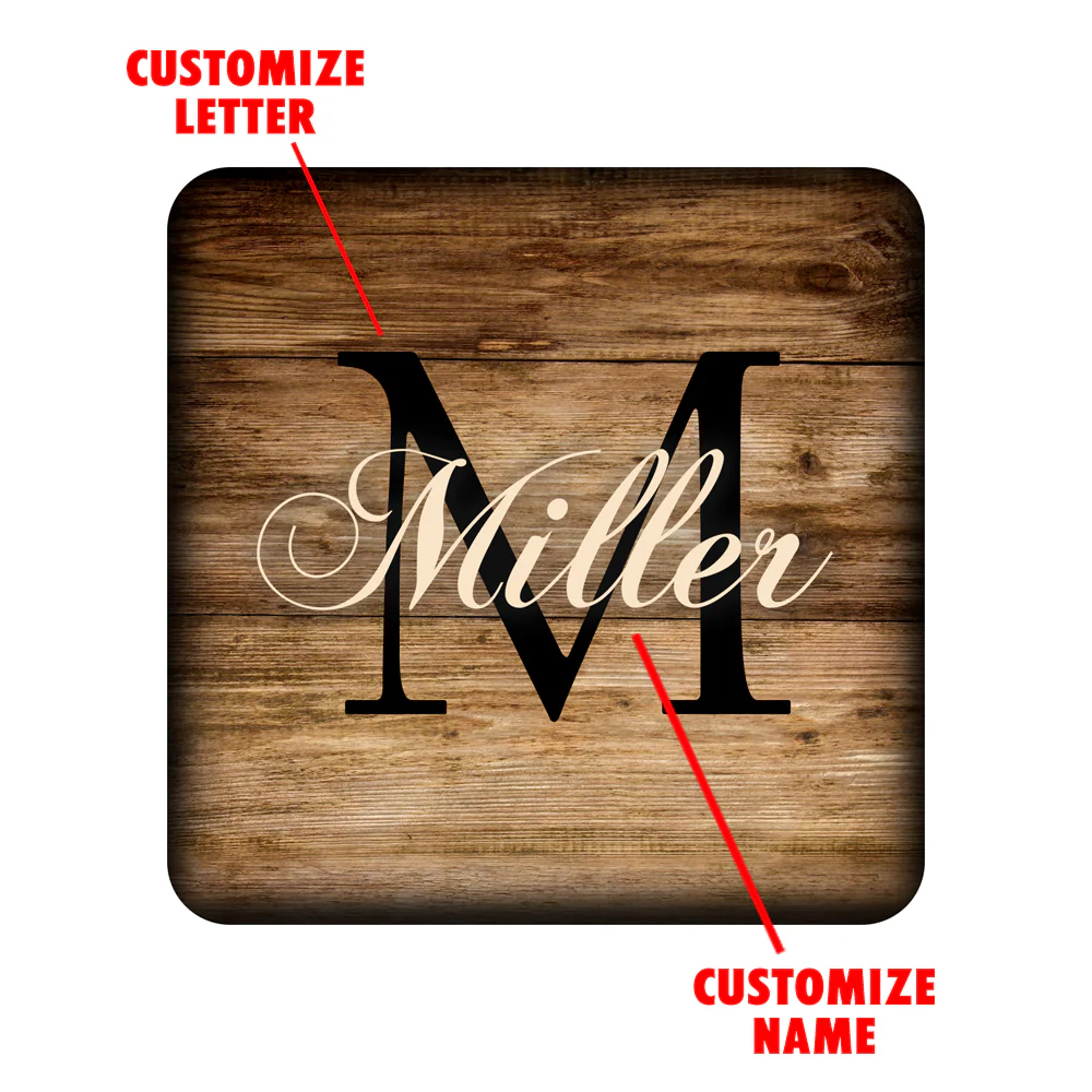 Customizable Wooden Square Coasters - Monogram - Set of 4 - Image 4