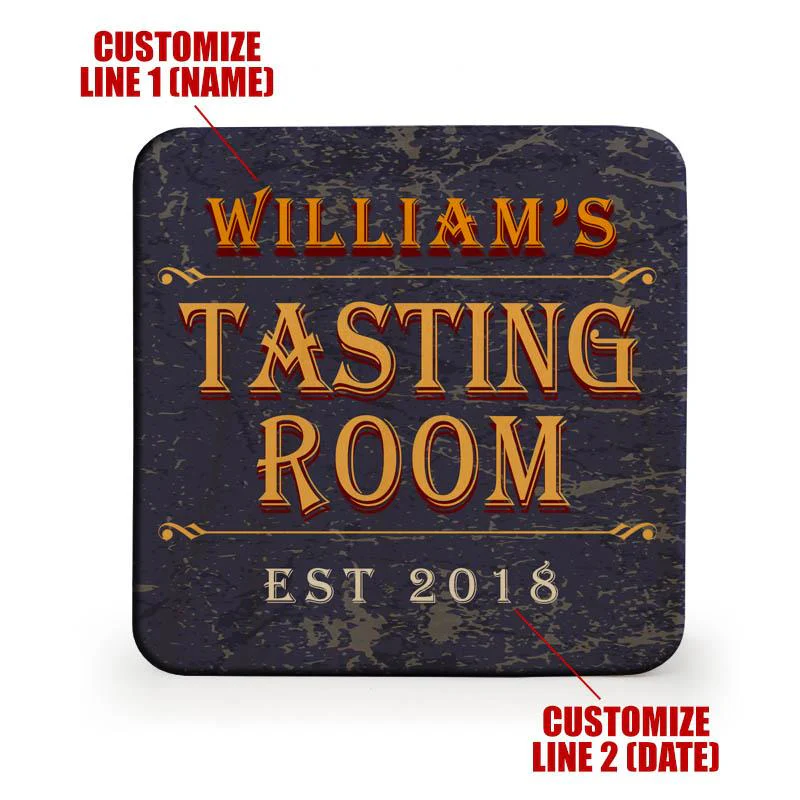 Customizable Wooden Square Coasters - Tasting Room - Set of 4 - Image 3