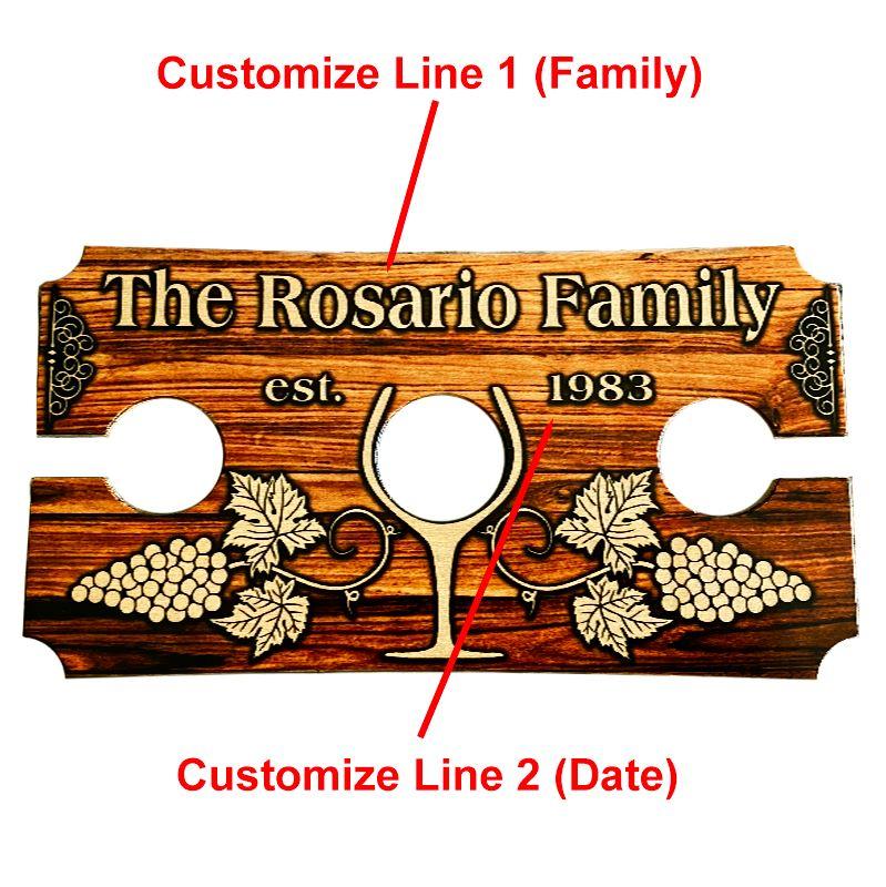 CUSTOMIZABLE WOODEN WINE GLASS CADDY - RUSTIC WOOD FAMILY - Image 2