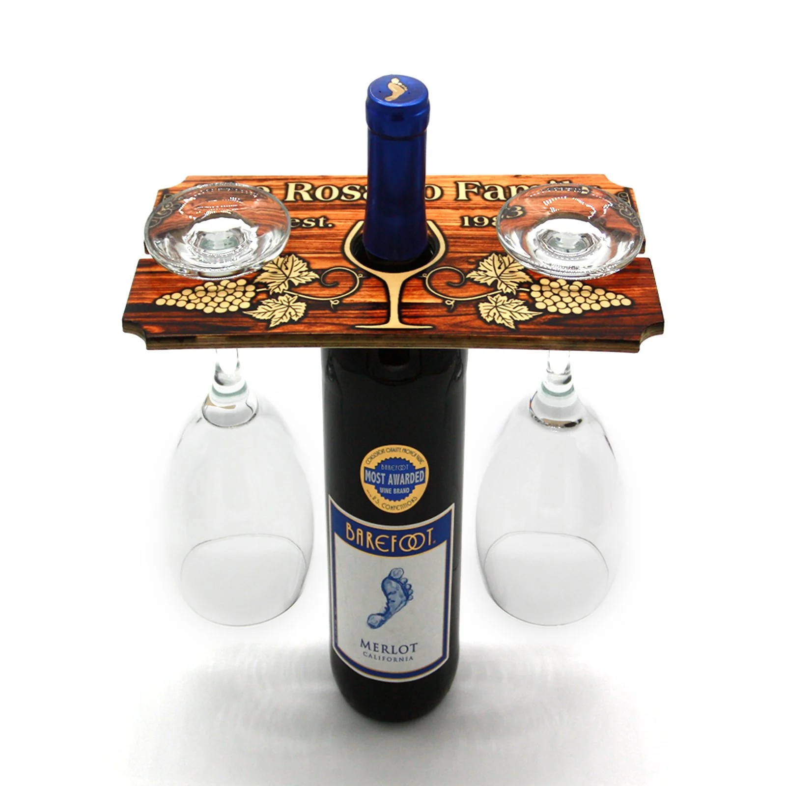 CUSTOMIZABLE WOODEN WINE GLASS CADDY - RUSTIC WOOD FAMILY - Image 3