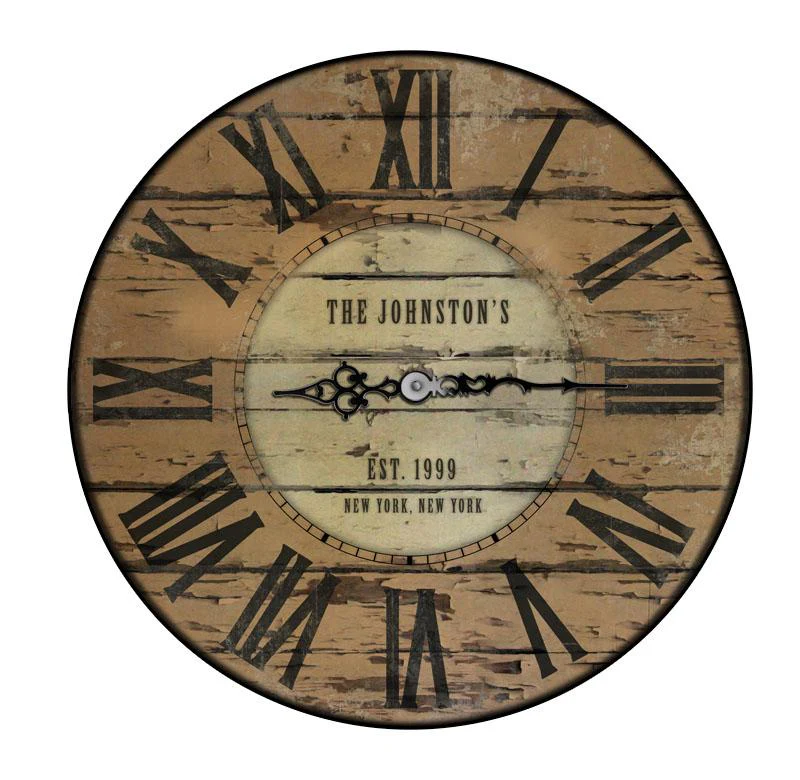 CUSTOMIZE - Rustic Wooden Clock - Family Theme