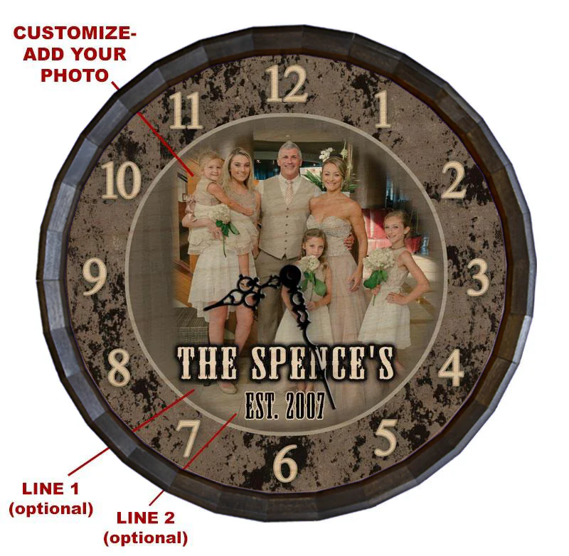 CUSTOMIZE - Rustic Wooden Clock - Family Theme - Multiple Sizes - Image 2
