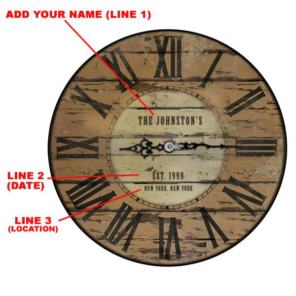 CUSTOMIZE - Rustic Wooden Clock - Family Theme - Image 2
