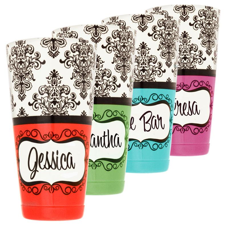 Damask Patterns Printed Cocktail Shaker Tin - 28 oz weighted - ADD YOUR NAME