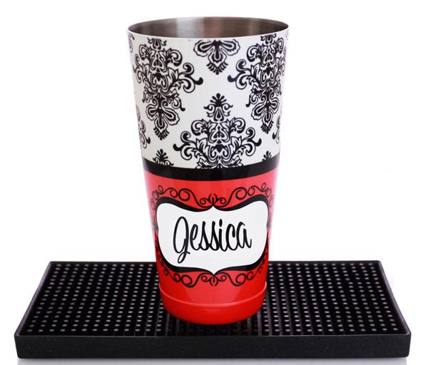Damask Patterns Printed Cocktail Shaker Tin - 28 oz weighted - ADD YOUR NAME - Image 12