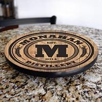 Distillery Wood Lazy Susan - Add Your Name - Size Variations - Handcrafted in USA