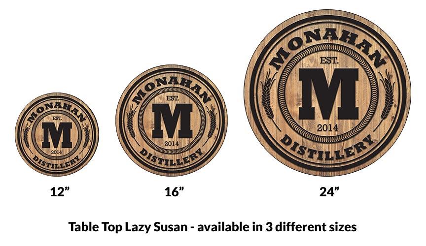 Distillery Wood Lazy Susan - Add Your Name - Size Variations - Handcrafted in USA - Image 3