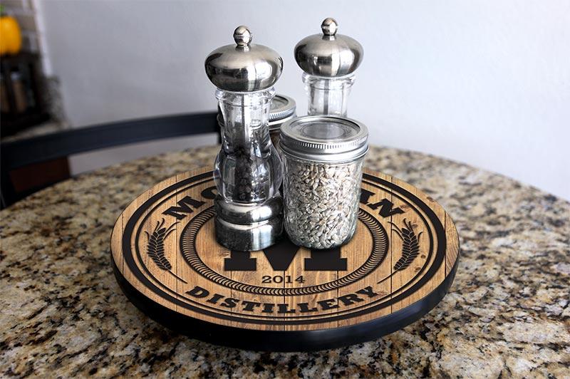 Distillery Wood Lazy Susan - Add Your Name - Size Variations - Handcrafted in USA - Image 5