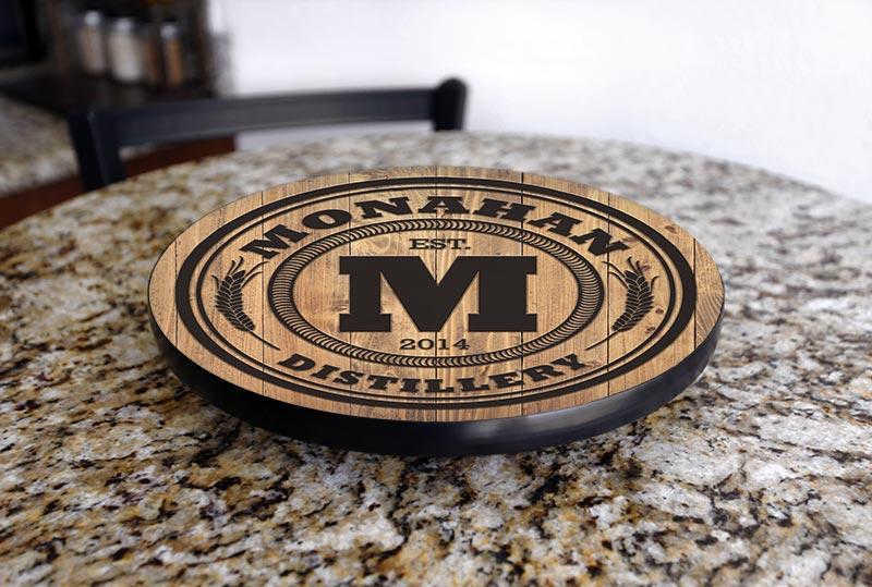 Distillery Wood Lazy Susan - Add Your Name - Size Variations - Handcrafted in USA - Image 7