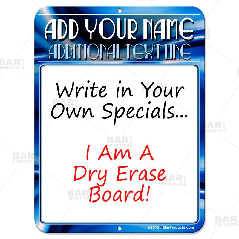Dry Erase Specials Sign - ADD YOUR NAME - Blue Abstract Template - Image 3