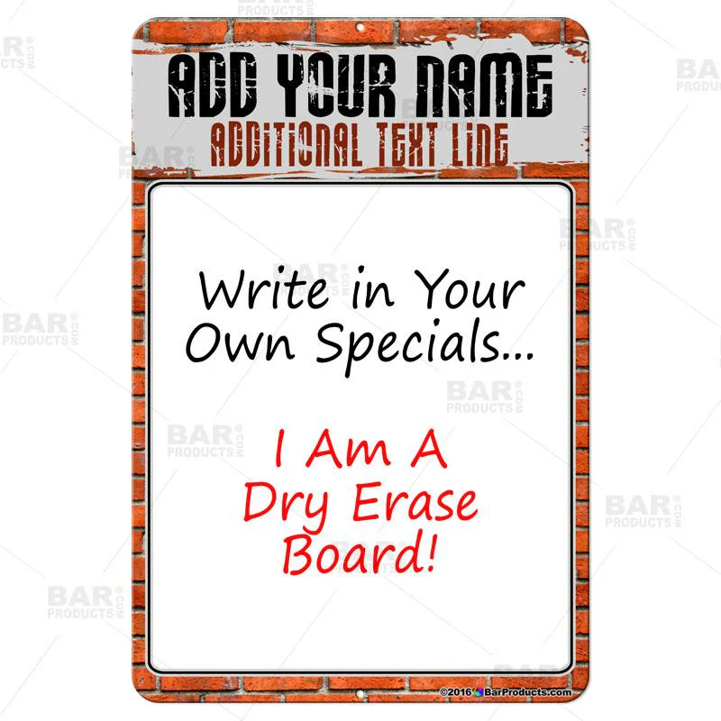 Dry Erase Specials Sign - ADD YOUR NAME - Brick Wall Template