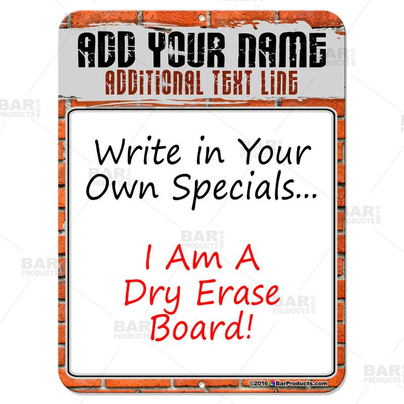 Dry Erase Specials Sign - ADD YOUR NAME - Brick Wall Template - Image 3