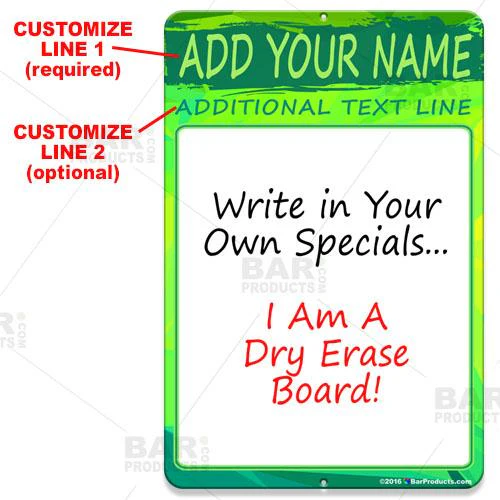 Dry Erase Specials Sign - ADD YOUR NAME - Green Abstract Template - Image 2