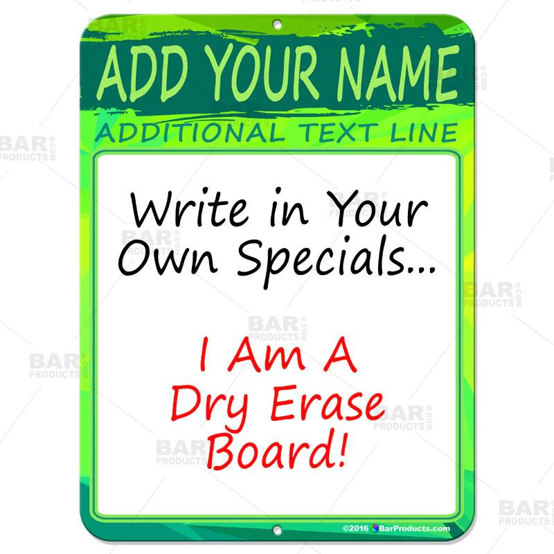 Dry Erase Specials Sign - ADD YOUR NAME - Green Abstract Template - Image 3